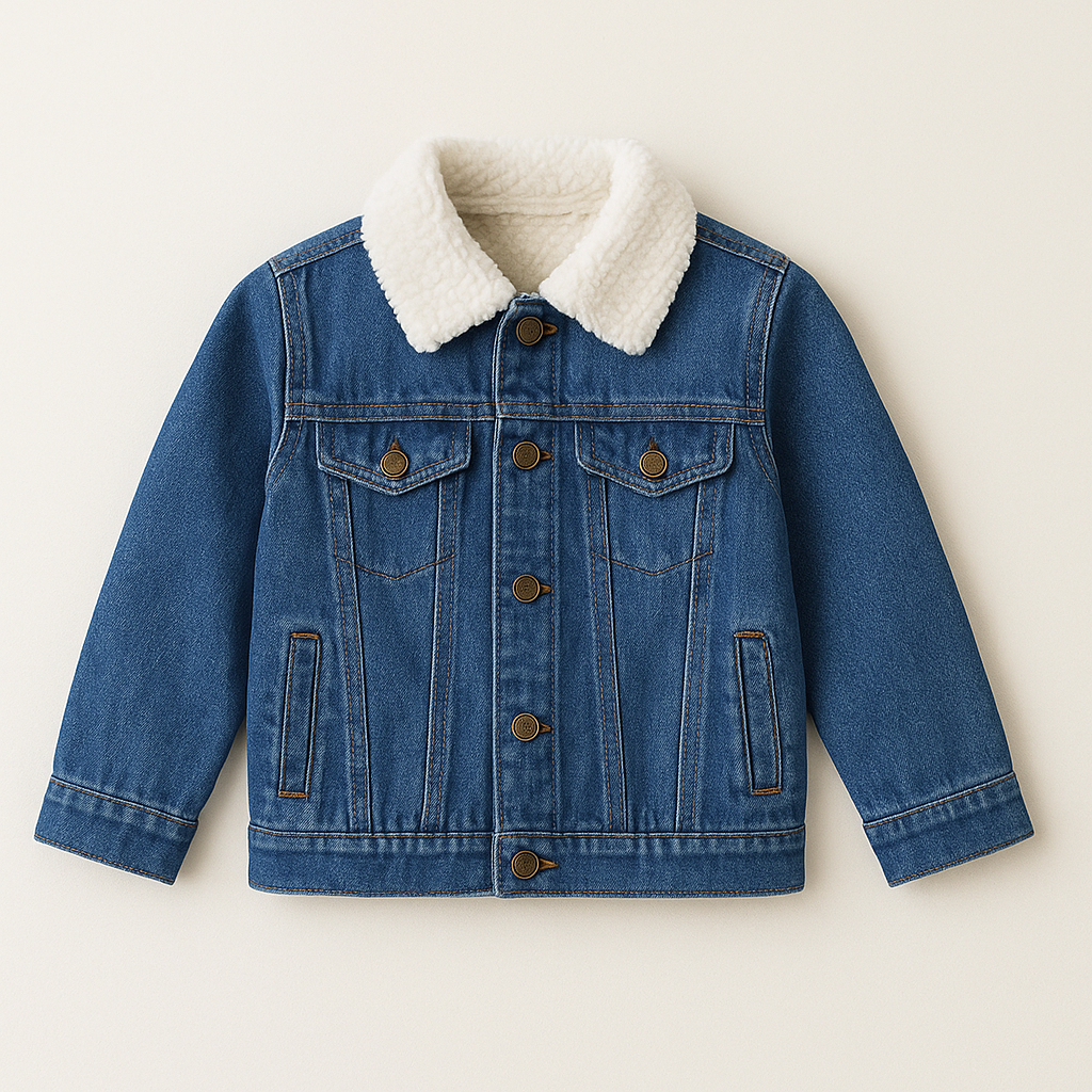 Cozy Fur-Lined Denim Jacket for Kids – Premium Winter Wear (Unisex)