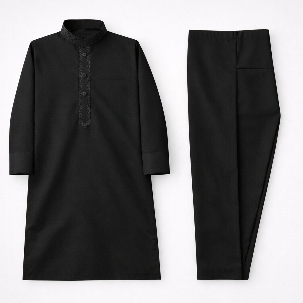 Classy Embroidered Black Shalwar Kameez - Lil' Cubs