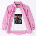 Pink White Small Checked Casual Shirt with Spiderman Print T-Shirt - Lil' Cubs