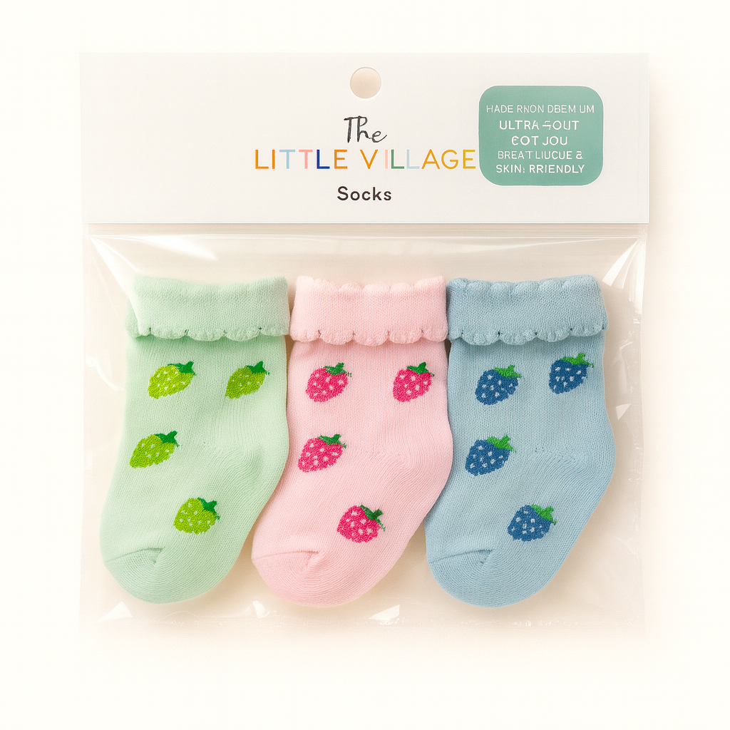 Lil' Cubs newborn anti-slip ankle socks with frills, soft and stretchy, designed for babies aged 0 to 12 months