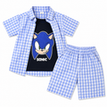 Light Blue Check Sonic Summer Coord Set for Boys (1 - 12 Years) - Lil' Cubs