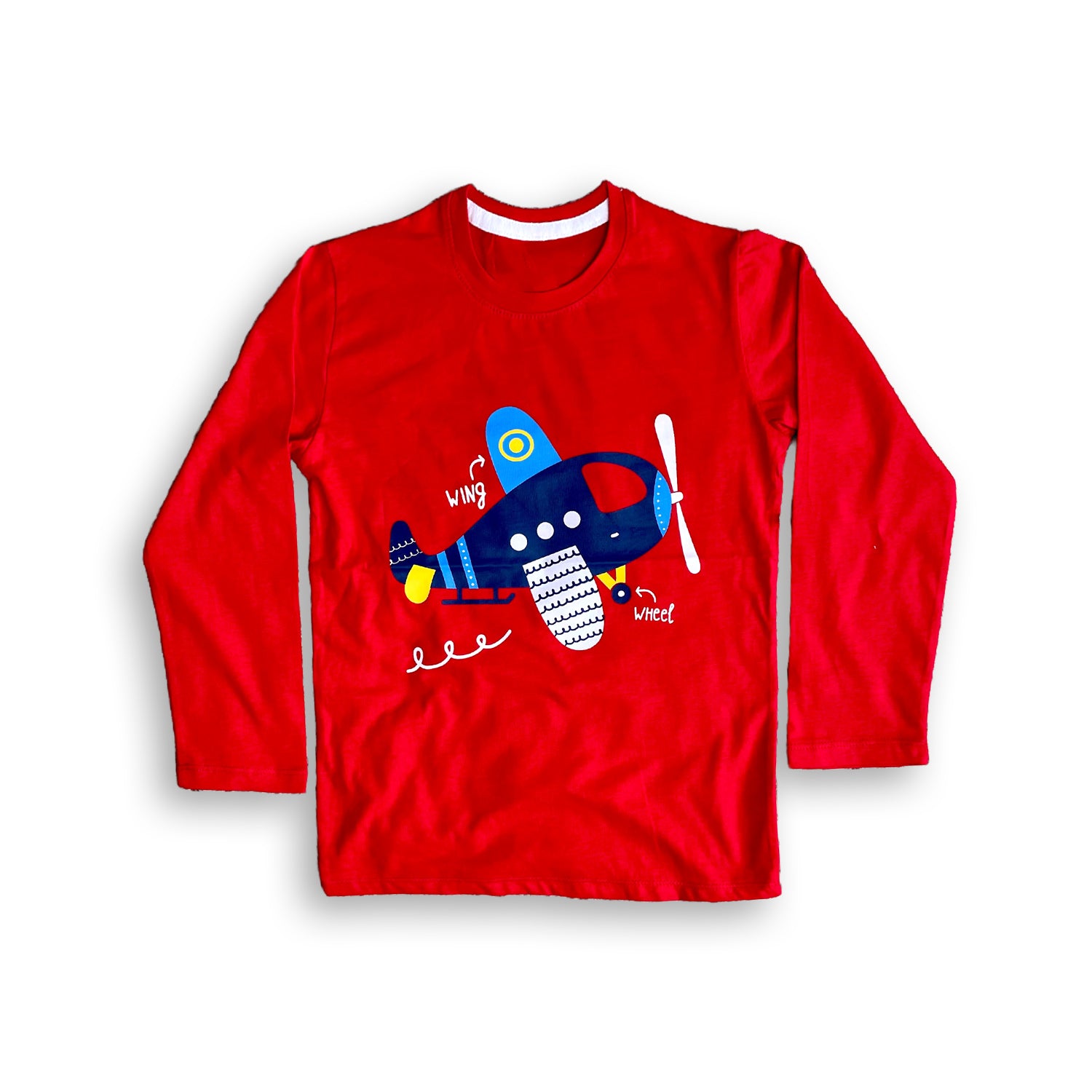 Printed full sleeve TShirts – Airplane Adventure (Red shirt with airplane print)