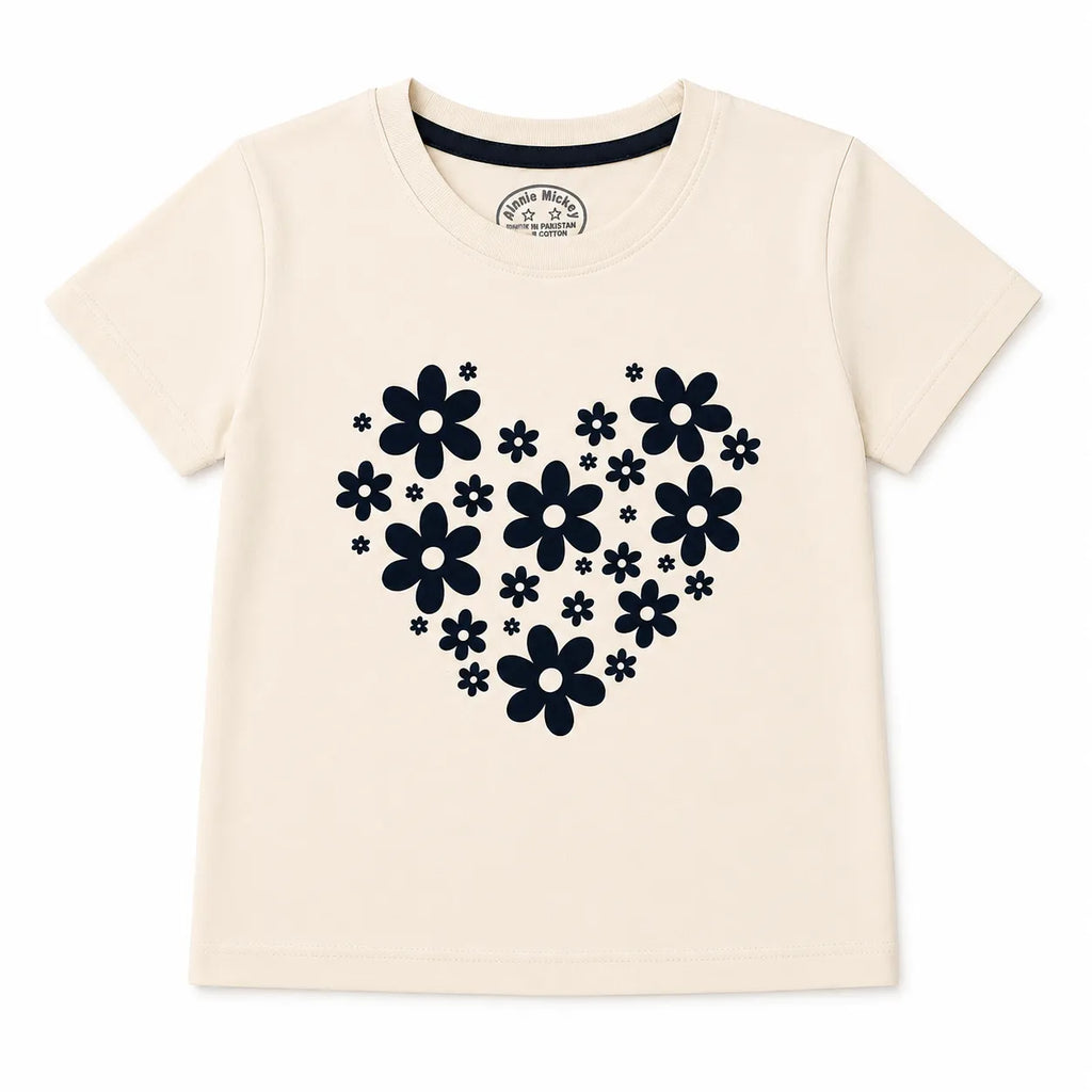 Girls Beige Flowers Summer Coord Set (2-Piece) - 3 - 14 Years