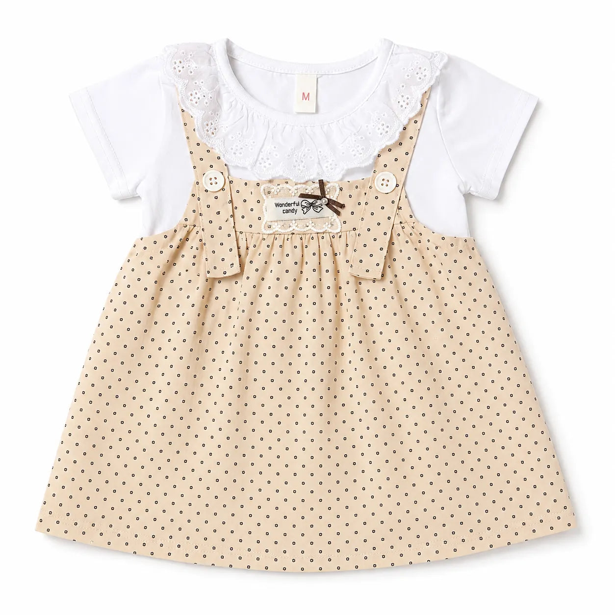 Girls Beige Wonderful Candy Cotton Frock (Age 3 Months - 3 Years)
