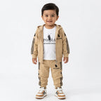Beige Polo Print 3 Piece Winter Tracksuit for Kids (Size 6 Months - 3 Years)