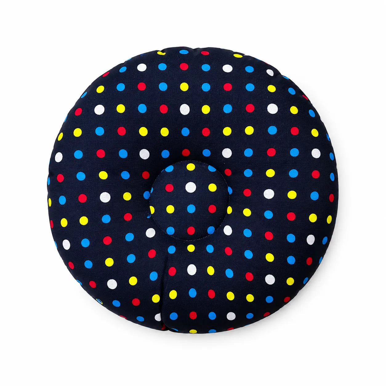 New Born Round Pillow Black Colorful Dots