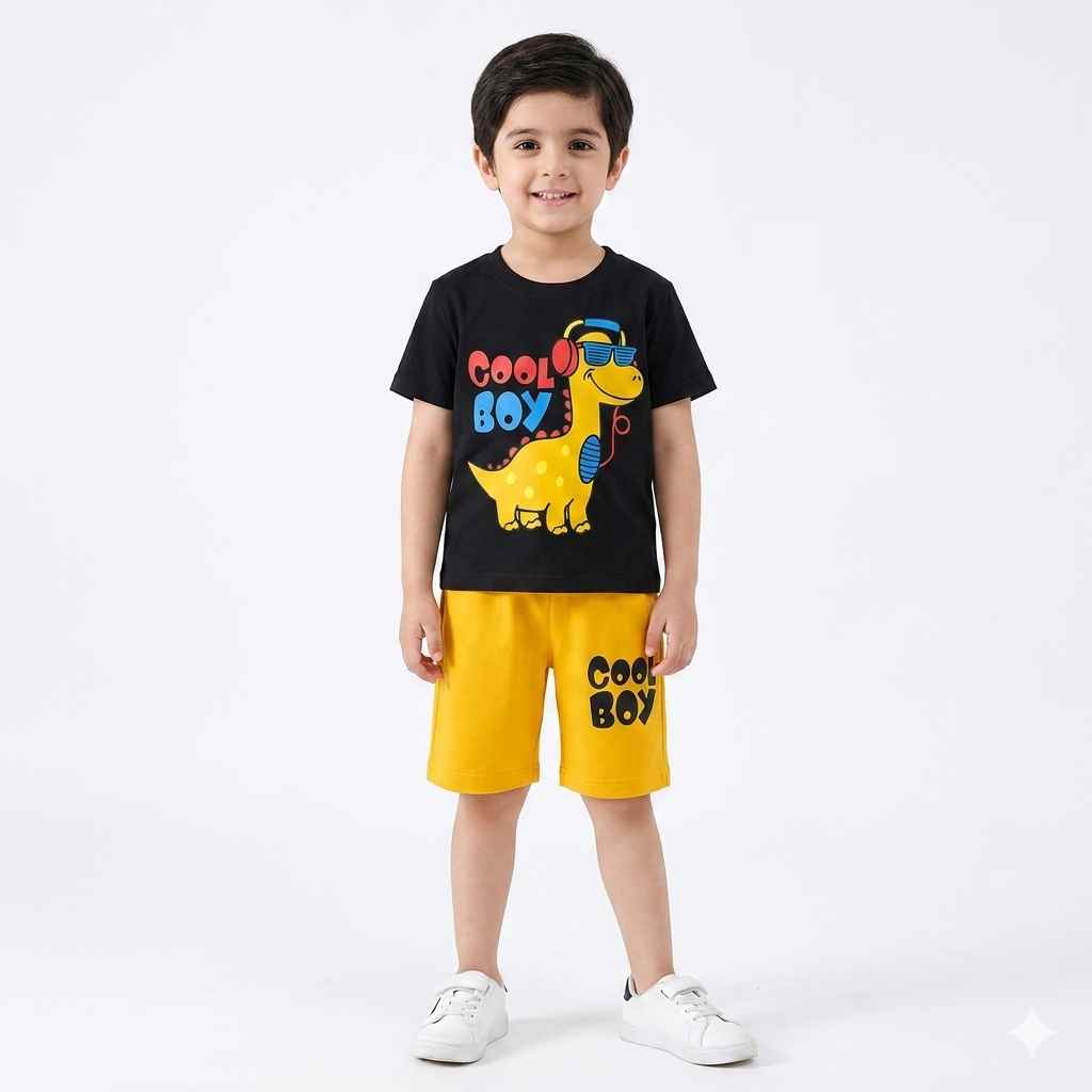 Black & Yellow Cool Boy Summer Coord Set (2 Piece) - Age 1 - 12 Years