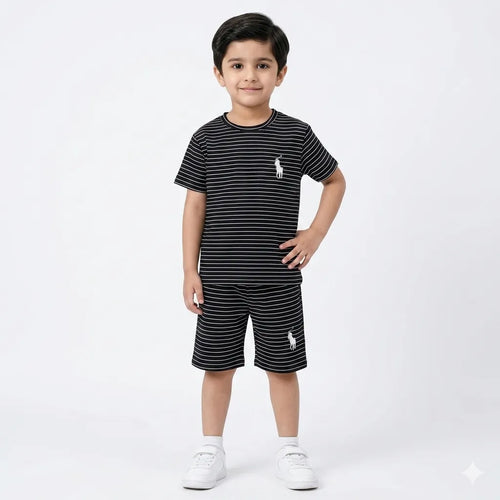Boys Black Polo Summer Coord Set (2-Piece) Age 12 Months - 10 Years