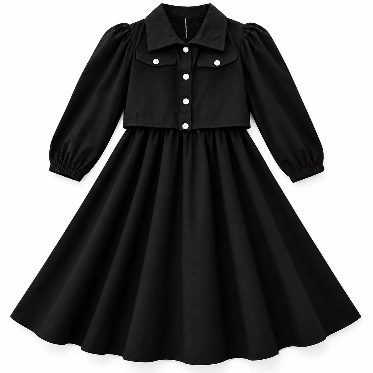 Black Chiffon Girls Imported Coord Set (2 Piece) - Size 2 - 10 Years