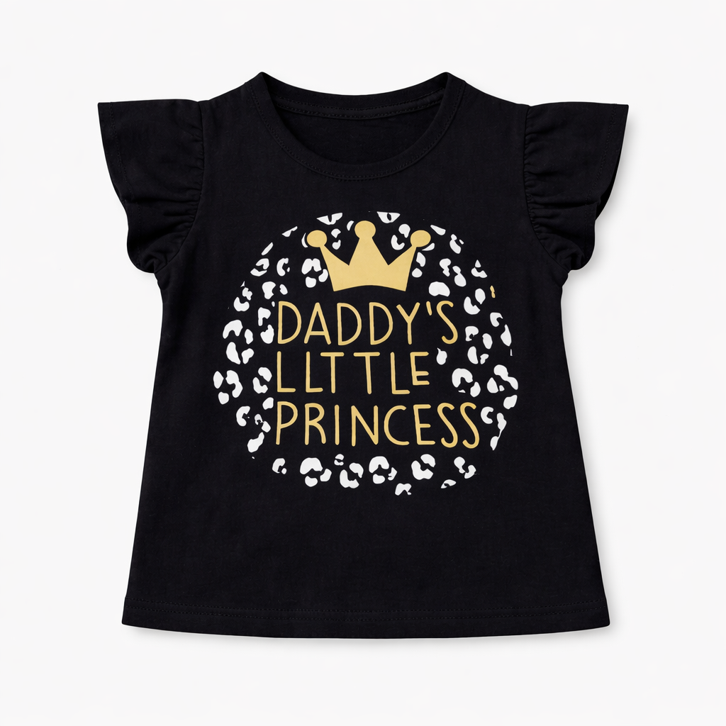 Trendy Kidswear Summer Coord Set - Daddy's Little Princess Print Kids Outfit - Black White Coord Set - Top Kidswear Brand Pakistan - Jersey Cotton Fabric - Lil' Cub