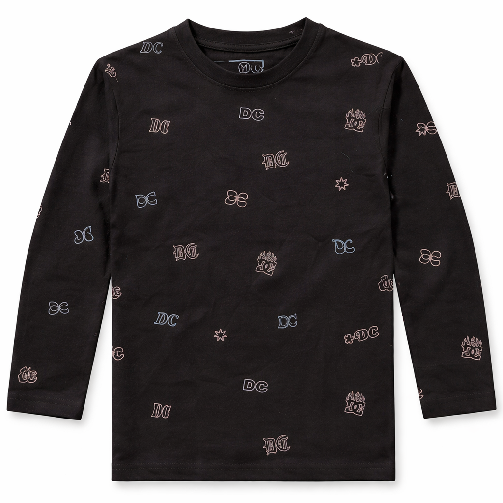 Black Long Sleeves T-Shirt with DC Print - Cotton Fabric - Affordable Summer Outfits - Kidswear Brand in Pakistan - Trendy Summer Articles - Lil' Cubs