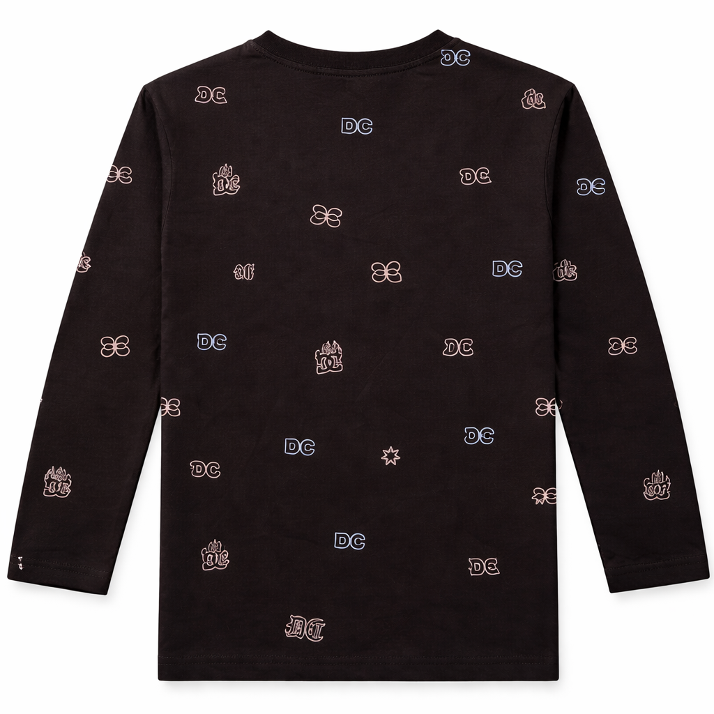 Black Long Sleeves T-Shirt with DC Print - Cotton Fabric - Affordable Summer Outfits - Kidswear Brand in Pakistan - Trendy Summer Articles - Lil' Cubs