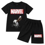 Black Marvel Thor boys' summer coord set by lilcubspk featuring a t-shirt and shorts for ages 2-12.