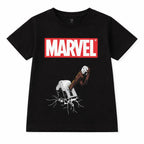 Black Marvel Thor boys’ summer coord set for ages 2-12, featuring Thor graphic shirt and matching shorts by LilCubs.