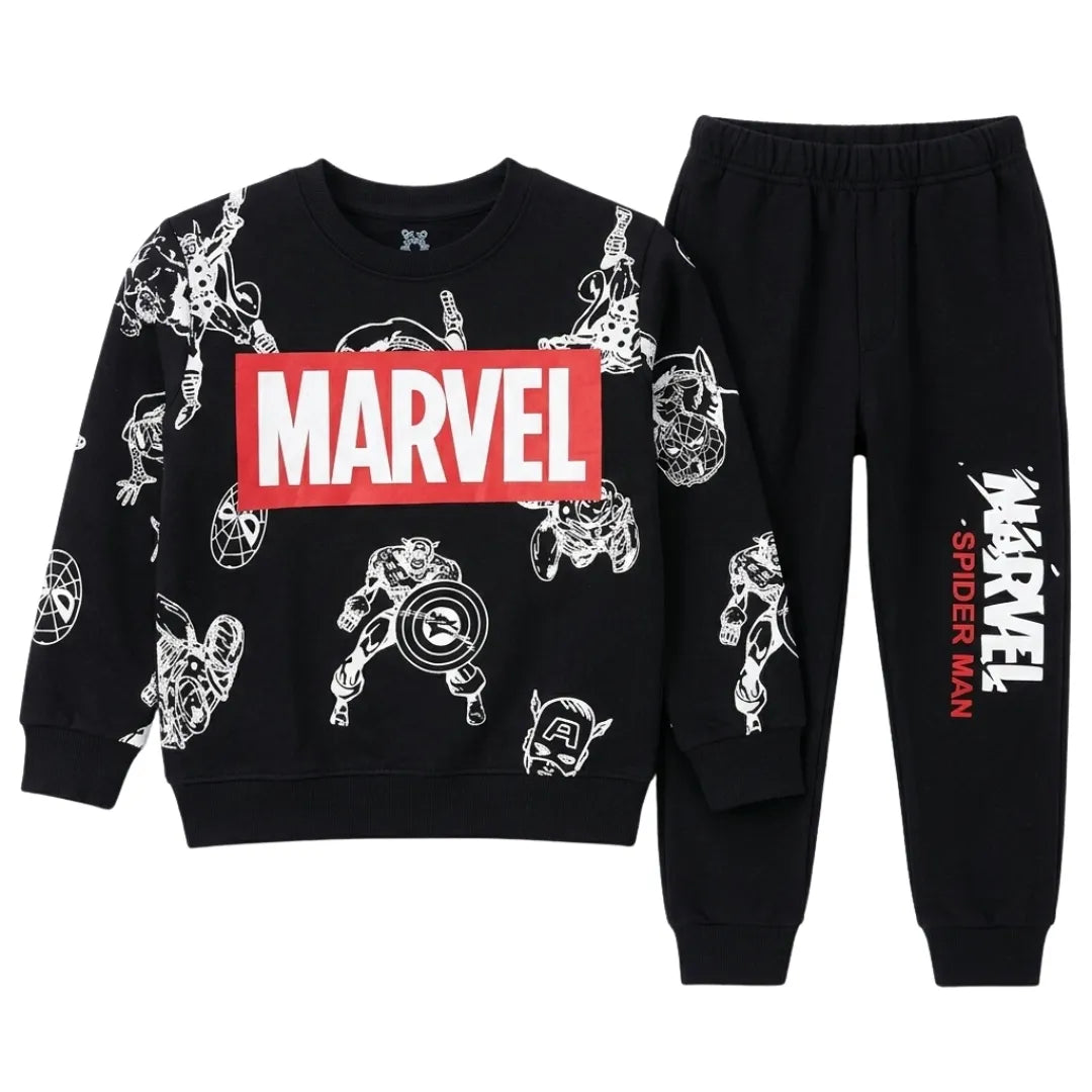 Boys Black Marvel Winter Coord Set (2 Piece) - Size 1 - 12 Years