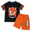 Boys black and orange Sonic summer coord set, 2-piece outfit for ages 1 to 12, featuring Sonic character print from lilcubspk.