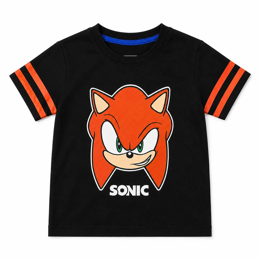 Black and orange Sonic summer coord set for boys, 2-piece outfit by lilcubspk, suitable for ages 1 to 12 years.