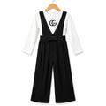 Girls Black GUCCI Print Dangri Jumpsuit – 2 Piece (Size 4 - 10 Years)