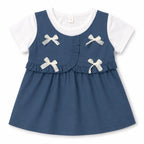 Girls Blue Bow Cotton Frock (Age 3 Months - 3 Years)