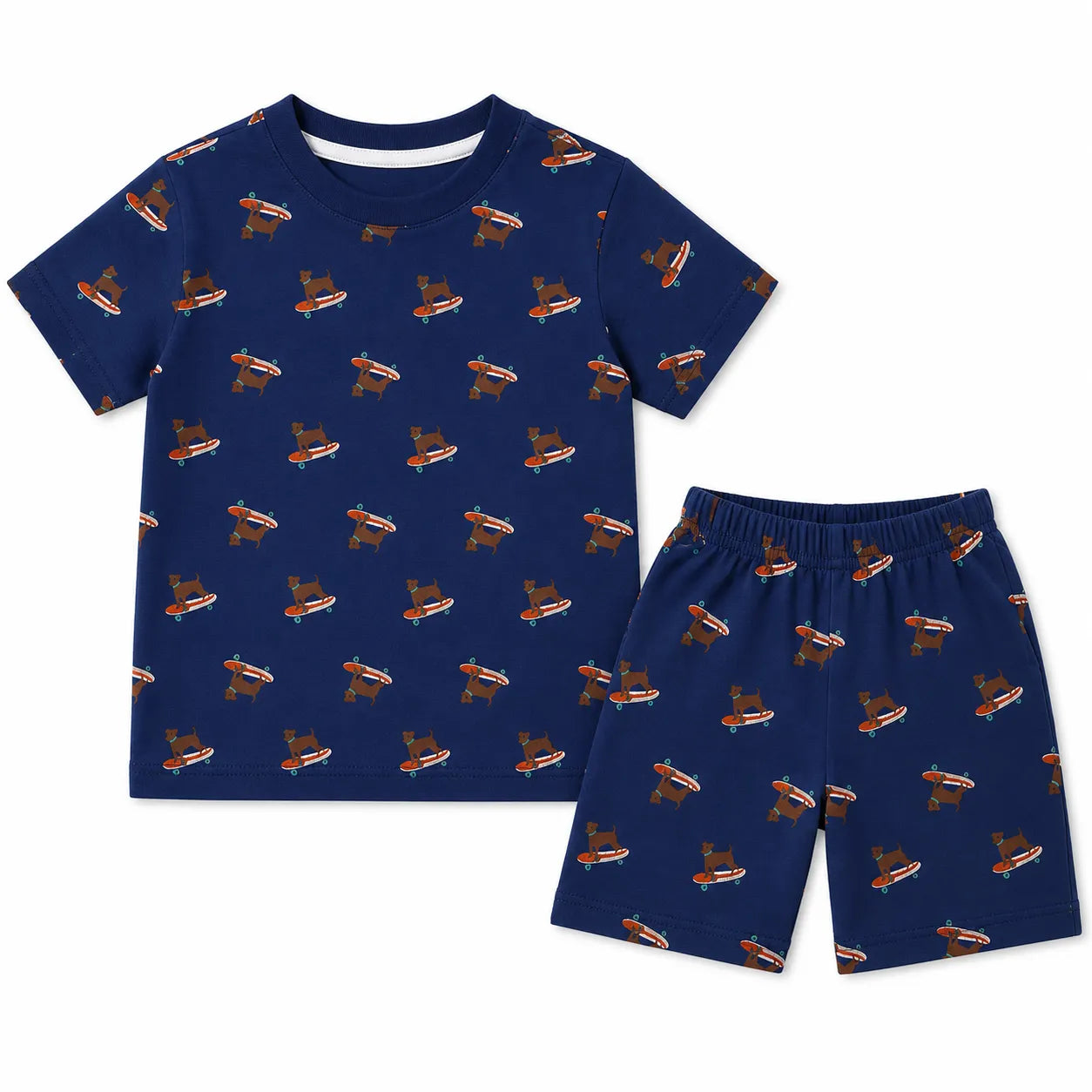 Boys Navy Blue Dog Summer Coord Set (6 - 12 Months)