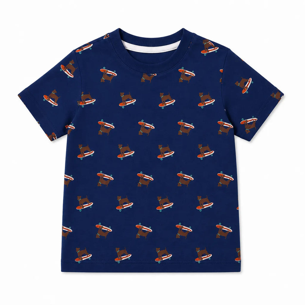 Boys Navy Blue Dog Summer Coord Set (6 - 12 Months)