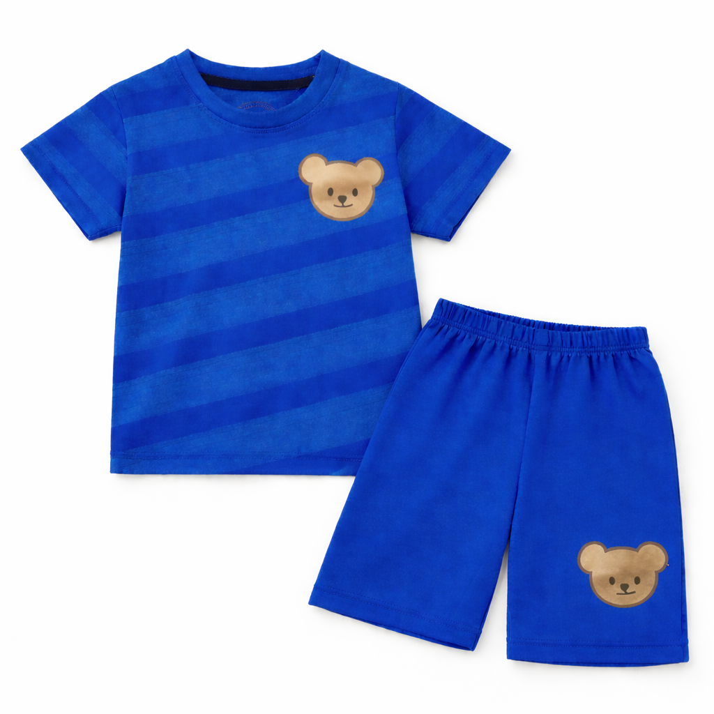 Blue Bear Summer Coord Set - Jersey Cotton Fabric - Summer Kidswear - Kidswear brand in Pakistan - Comfortable & Stylish Outfit - Summer Outfit for boys - Cotton Outfit - Lil' Cubs