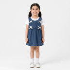 Girls Blue Bow Cotton Frock (Age 3 Months - 3 Years)