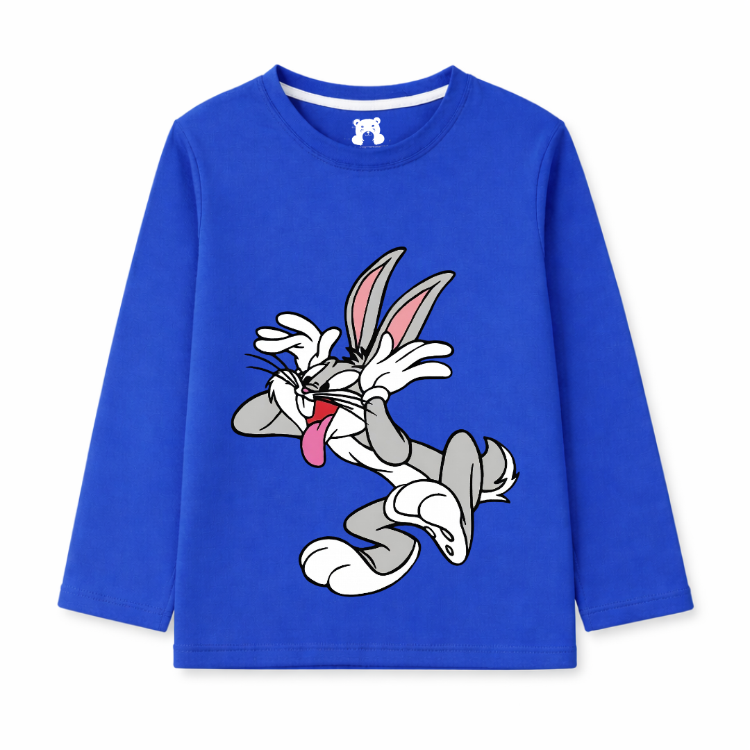 Summer Coord Set 2-Piece for Kids – Bugs Bunny Print Full Sleeve Shirt & Trousers with Side Pockets