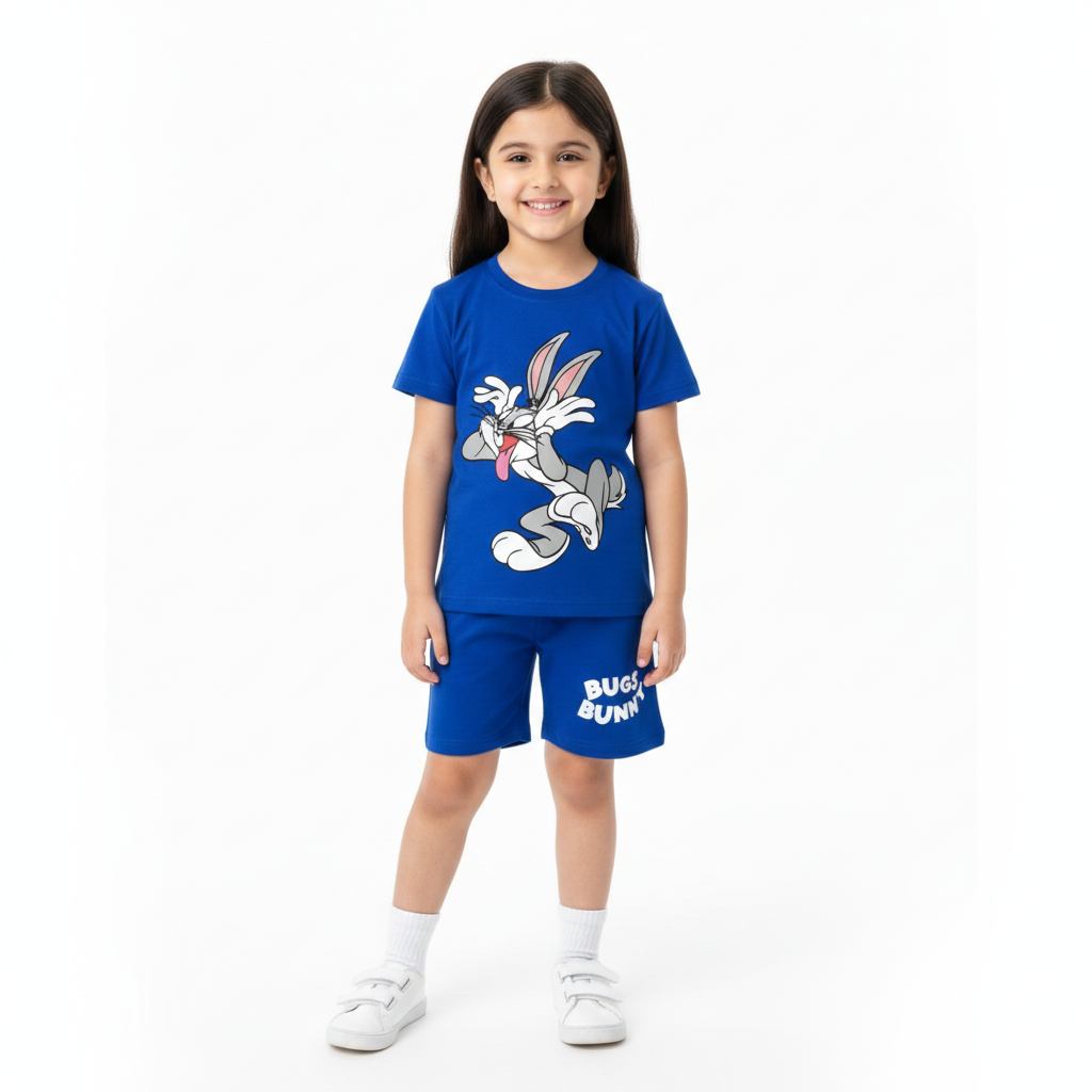 Blue Bugs Bunny Summer Coord Set - Jersey Cotton Fabric - Summer Kidswear - Kidswear brand in Pakistan - Comfortable & Stylish Outfit - Summer Outfit for girls - Trendy Outfit for kids - Cotton Outfit - Lil' Cubs