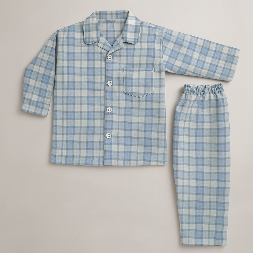 Blue Check Night Suit 