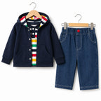 Blue Hoodie Style Mid Season Suiting Set – 3 Piece