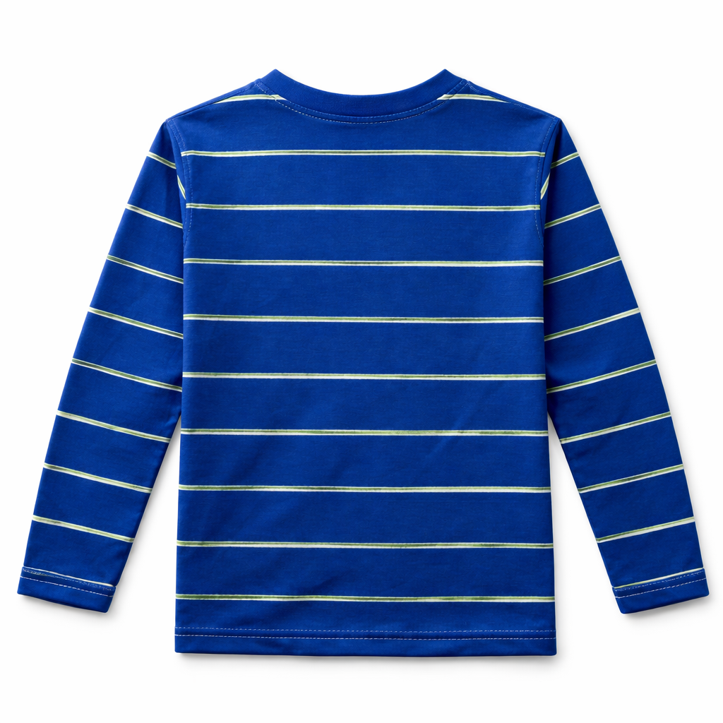 Blue Long Sleeves T-Shirt with Green Lining - Cotton Fabric - Affordable Summer Outfits - Kidswear Brand in Pakistan - Trendy Summer Articles - Lil' Cubs