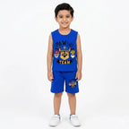Blue Paw Team print sleeveless summer coord set for kids from lilcubspk, featuring a playful blue paw design for ages 1-12.