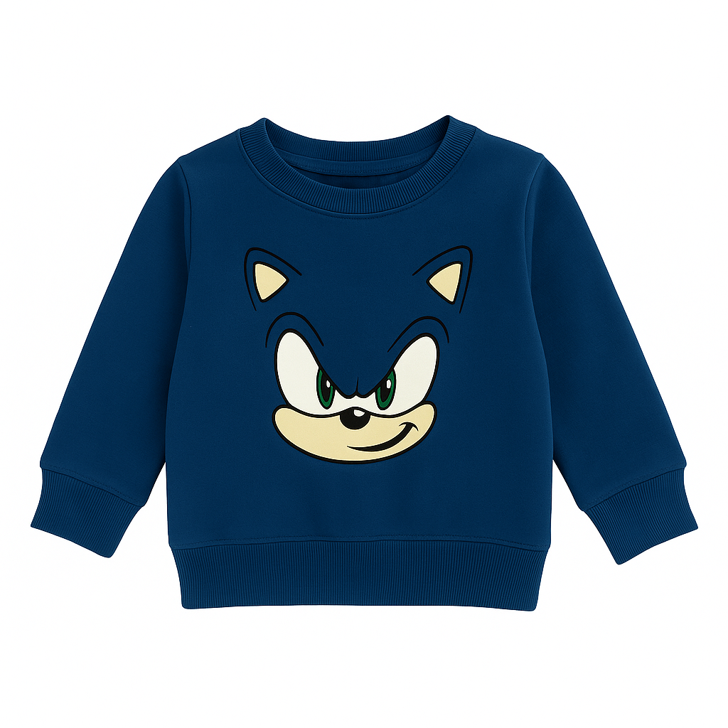 Blue Sonic Face Graphic Sweatshirt