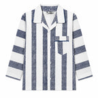 Kids Dull Blue & White Lining Cotton Summer Night Suit (1 - 4 Years)