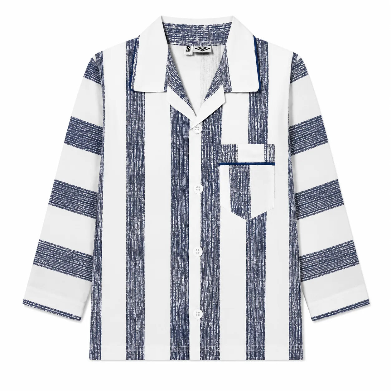 Kids Dull Blue & White Lining Cotton Summer Night Suit (1 - 4 Years)
