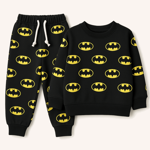 Boys Batman Print Sweatshirt & Jogger Set – Black Outfit (Ages 1-12 Years)

