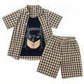 Boys Brown Check Batman Print Summer Coord Set for Boys (1 - 12 Years)