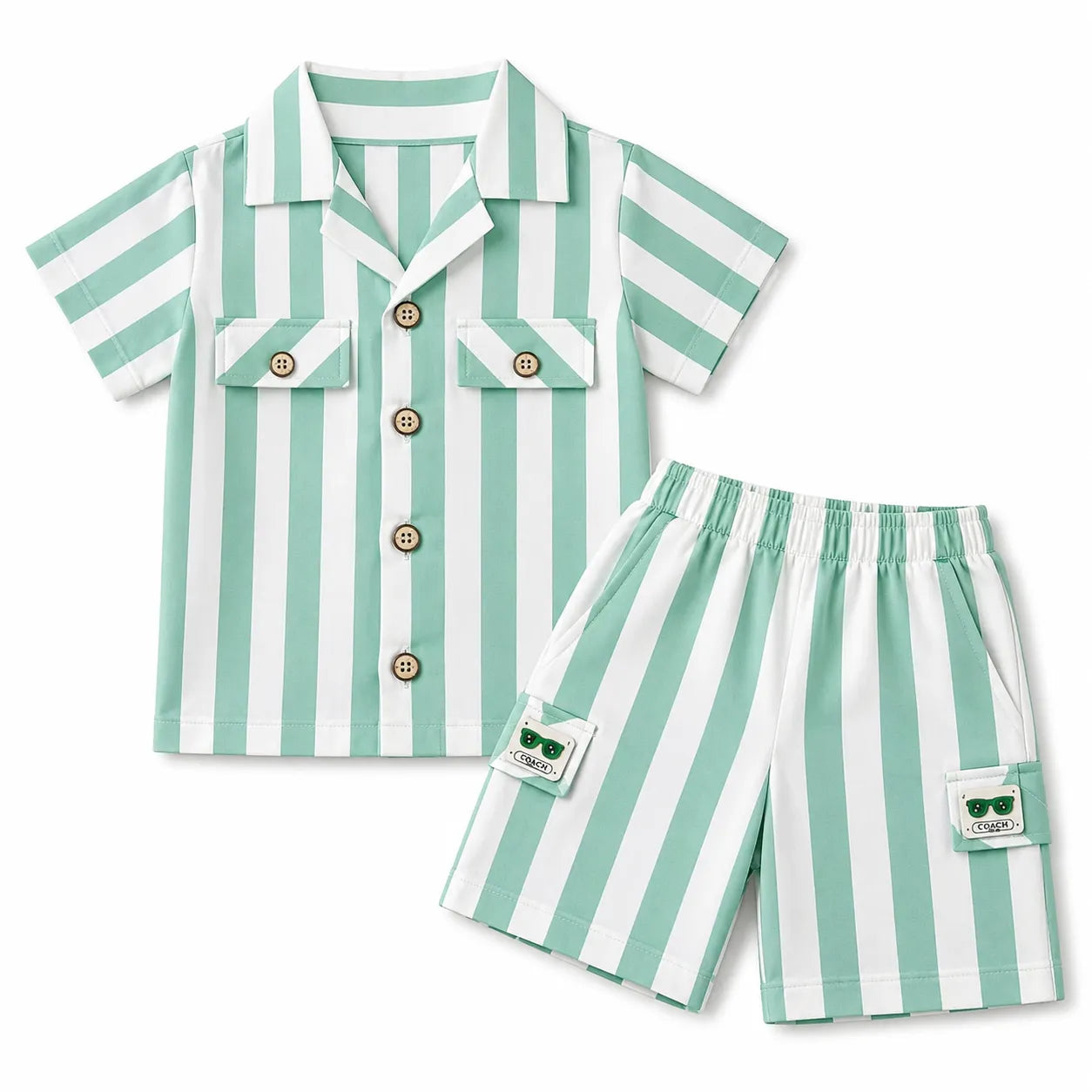 Boys Summer Green Lining Cotton Coord Set (2 Piece) Age 6 Months - 5 Years