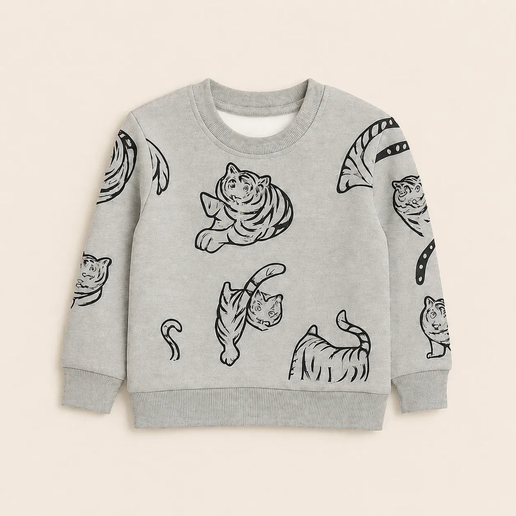 Boys Grey Tiger Winter Coord Set (2 Piece) - Size 1 - 12 Years
