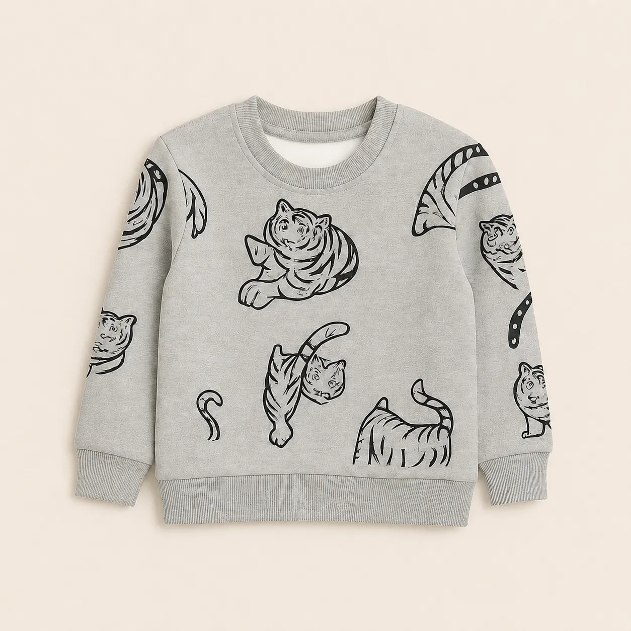 Boys Grey Tiger Winter Coord Set (2 Piece) - Size 1 - 12 Years