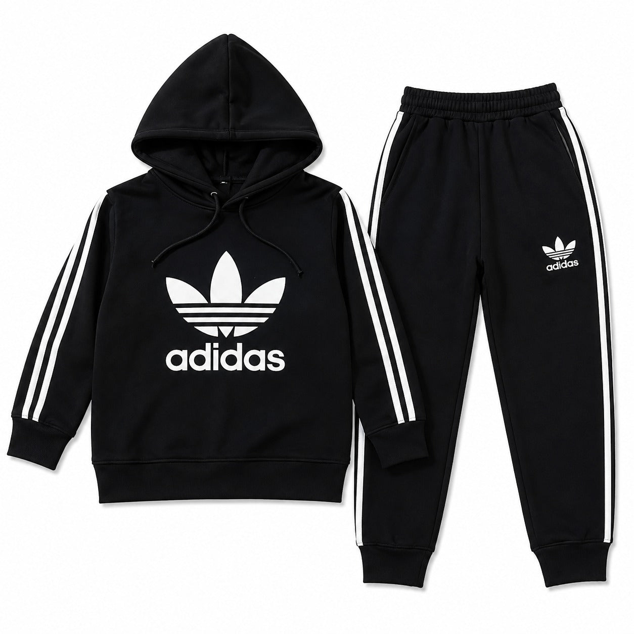 Boys Black Adidas Winter Hoodie Coord Set (2 Piece) - Size 1 - 12 Years