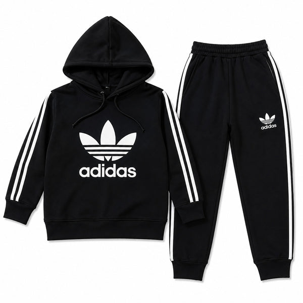 Boys Black Adidas Winter Hoodie Coord Set (2 Piece) - Size 1 - 12 Years