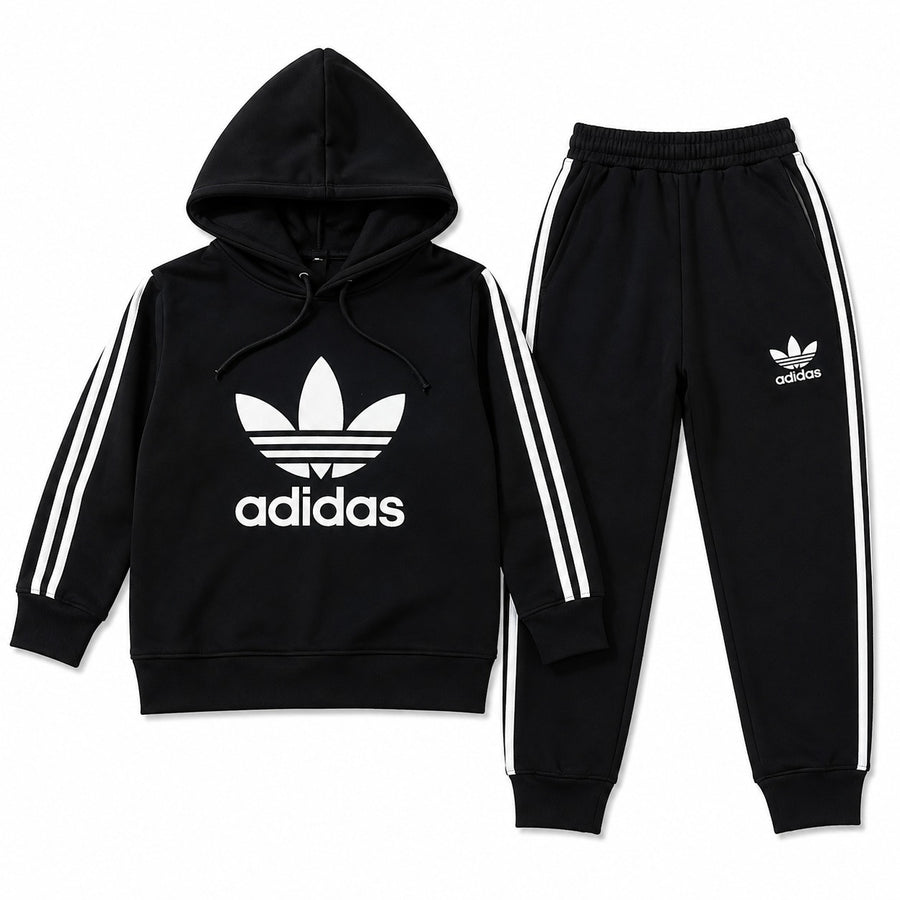 Boys Black Adidas Winter Hoodie Coord Set (2 Piece) - Size 1 - 12 Years