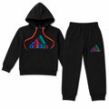 Boys black Adidas winter hoodie tracksuit set by Lil' Cubs, includes a hoodie and matching pants for ages 1 to 12 years.