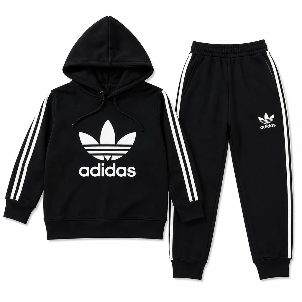 Boys Black Adidas Winter Hoodie Coord Set (2 Piece) - Size 1 - 12 Years