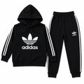 Boys Black Adidas Winter Hoodie Coord Set (2 Piece) - Size 1 - 12 Years