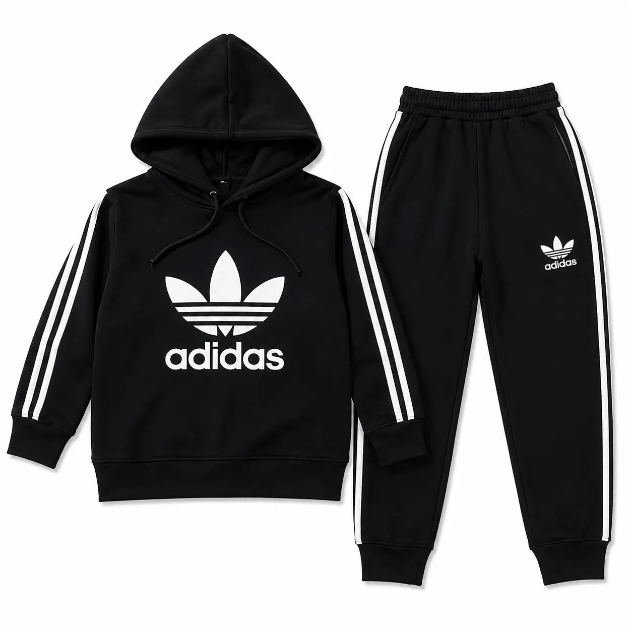 Boys Black Adidas Winter Hoodie Coord Set (2 Piece) - Size 1 - 12 Years