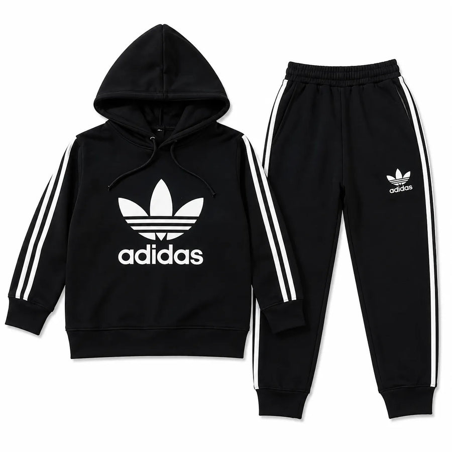Boys Black Adidas Winter Hoodie Coord Set (2 Piece) - Size 1 - 12 Years