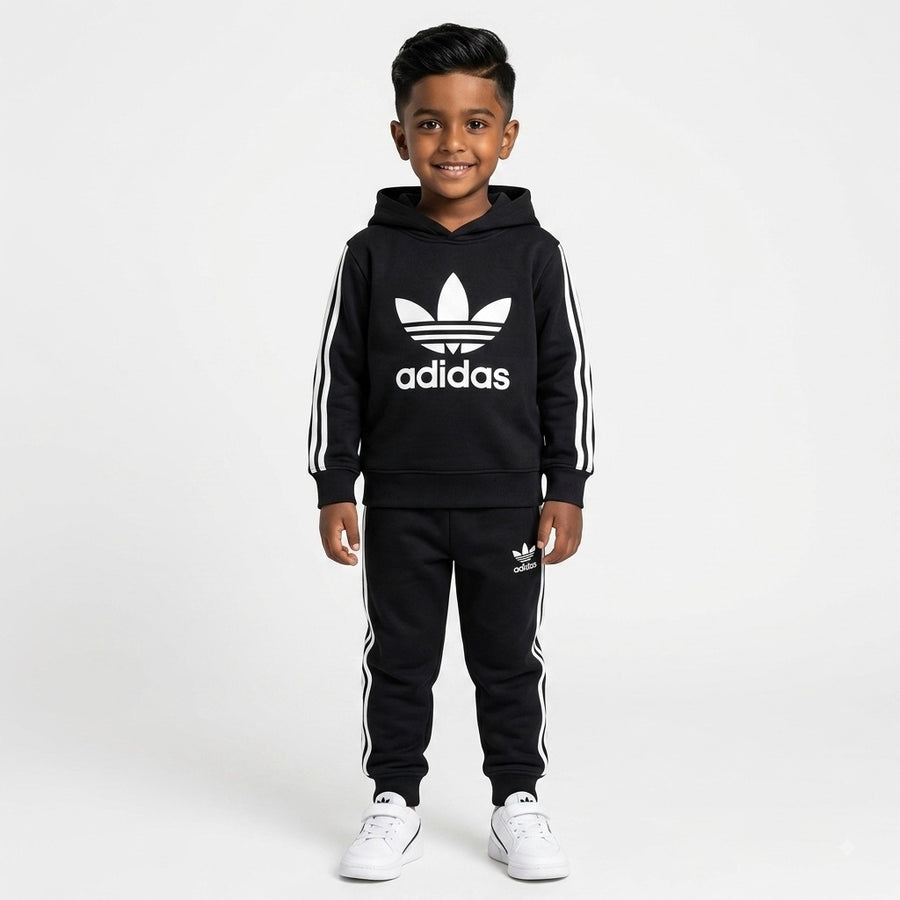 Boys Black Adidas Winter Hoodie Coord Set (2 Piece) - Size 1 - 12 Years